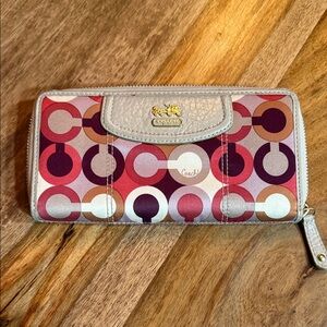 Coach Red and Pink Geometric Wallet